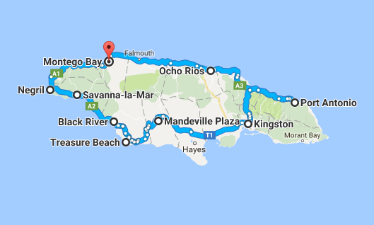 Jamajka - Mapa odwiedzonych miejsc!